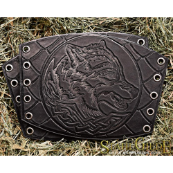 A Pair Leather Bracers Armor Wolves Celtic